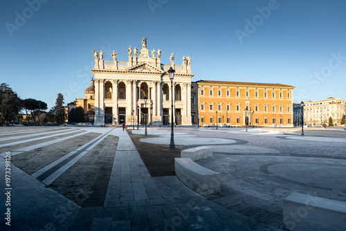 Basilica di San Giovanni in Laterano major christian cathedral on sunny day, Rome, Italy