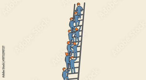 A group of people climbing a ladder, symbolizing career progression and teamwork.