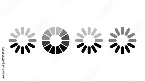 Three stylized circular icons with gradient shading and segmented patterns Vector