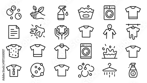 Collection of diverse clothing items and household objects represented by icons Vector