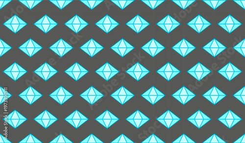 A striking seamless background pattern showcasing large, bold blue cartoon diamonds against a soft gray backdrop. A dramatic and modern design ideal for statement wallpapers, high-fashion textiles, an