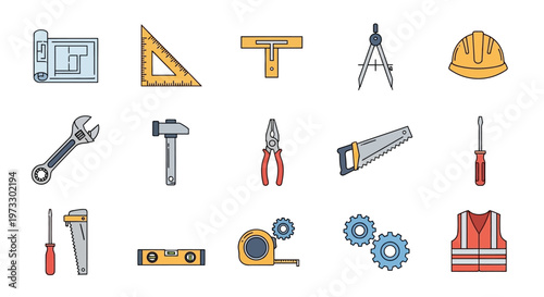 Collection of various construction tools.