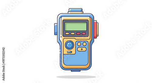 Colorful cartoon style walkie talkie device.