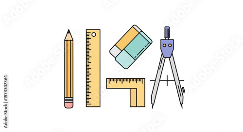 Stationery tools for drawing and drafting.