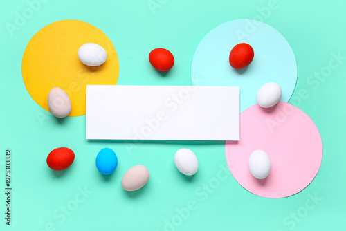 Colorful Easter eggs and bl...
