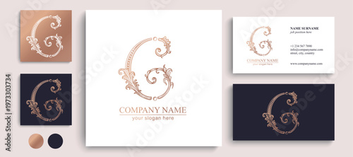 Logo monogram letter C in refined ornamental style. Clean elegant logotype for personal brand, business and corporate identity.