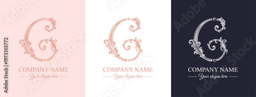 Logo monogram letter C in refined ornamental style. Clean elegant logotype for personal brand, business and corporate identity.