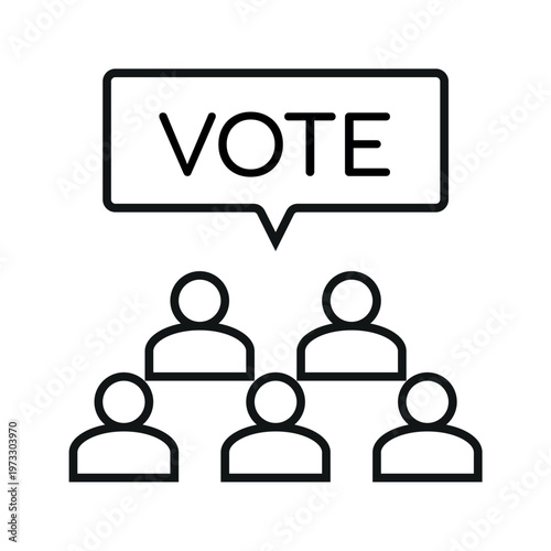 Black Outline election referendum icon vector design. Illustration of the voice of the people. 5 people.