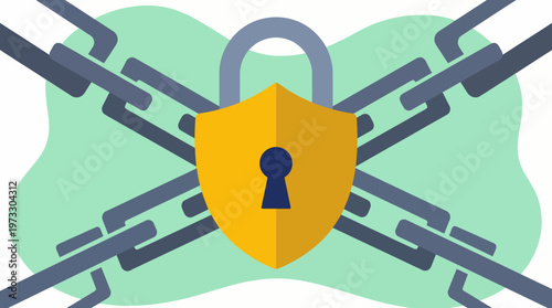 A visually striking illustration of a padlock against interlinked chains, representing security, protection, and the importance of safeguarding personal and sensitive information.