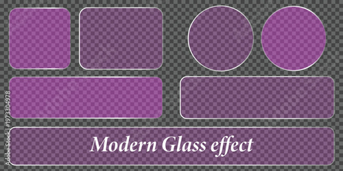 Modern glass effect light box frames purple textured design elements for graphics