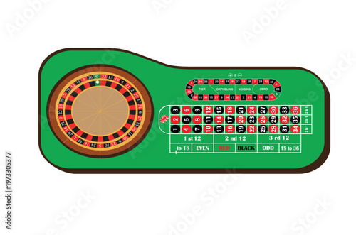 An illustration of a roulette wheel highlighting the zero pocket, with scattered chips representing the high-stakes nature of casino gambling.