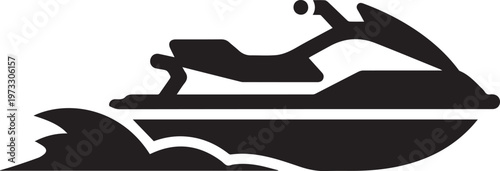Jet Ski Silhouette Icon Personal Watercraft Vector