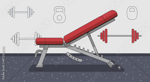 Adjustable Weight Bench with Dumbbells and Kettlebells for Gym Workout