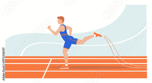 Athlete running on track, dynamic motion, speed, and athletic performance