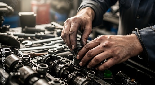 Close up of mechanic hands repairing machinery using tools in workshop industrial maintenance engineering work concept professional technician fixing equipment