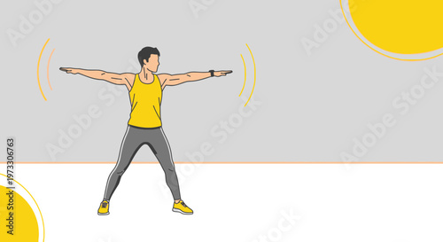 Man doing arm circles exercise, fitness workout, dynamic movement, healthy lifestyle