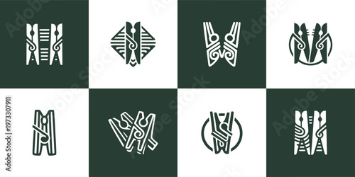 Clothespin Laundry Peg Icon Collection