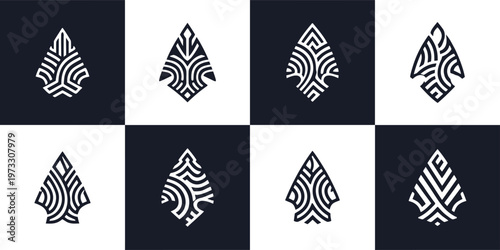 Geometric Tribal Arrowhead Icons for Outdoor Brand Identity