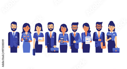 Diverse Legal Professionals Team Illustration - Law Firm Staff