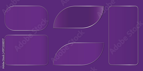Elegant glass effect light box frames modern purple design elements for ui ux