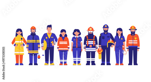 Diverse Group of Professional Workers in Uniforms