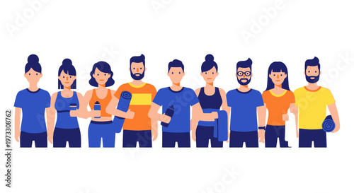 Diverse Group of People Posing with Fitness Gear