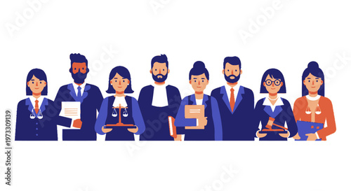Diverse Legal Team - Lawyers, Judges, and Professionals in Court Attire