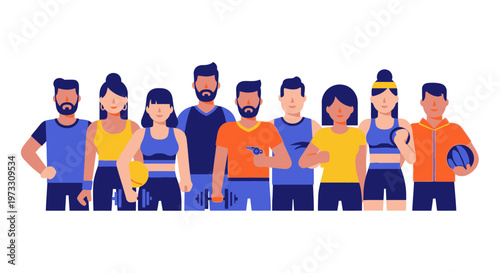 Diverse Fitness Team - Group of People Exercising and Training Together