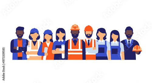 Diverse construction workers team group portrait, industrial professionals diverse crew