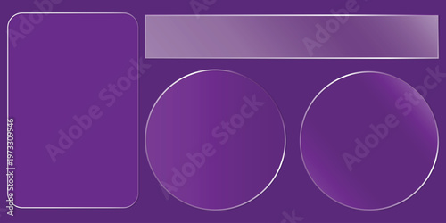 Purple glass effect light box frames modern shapes for digital displays mockups