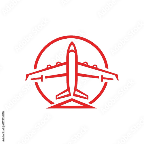 Airplane logo with red outline design.
