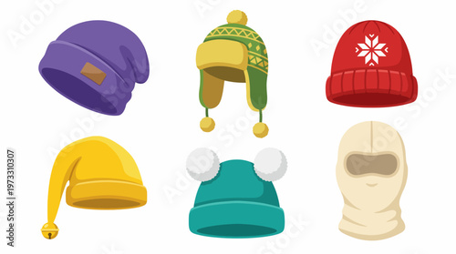Vibrant assortment of hats in different styles and colors, showcasing fashion diversity and warmth, perfect for expressing individuality throughout the seasons.