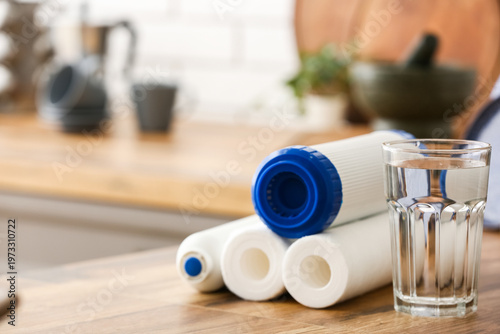 Glass of water with filters...