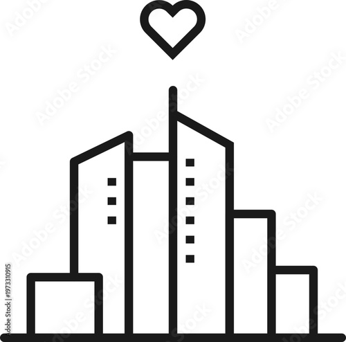 도시 사랑 라인 아이콘