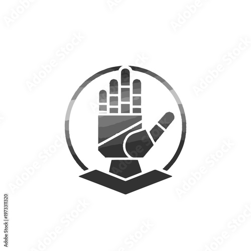 Hand with robotic cybernetic prosthetic arm.