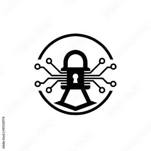 Padlock with circuit board design.