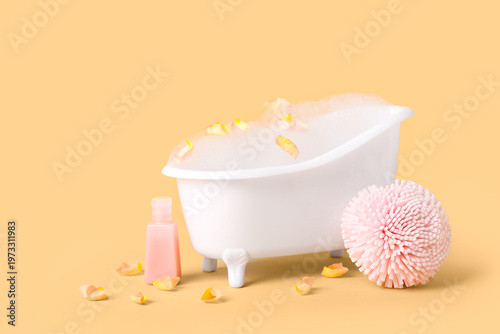 Small bath tub with foam, f...