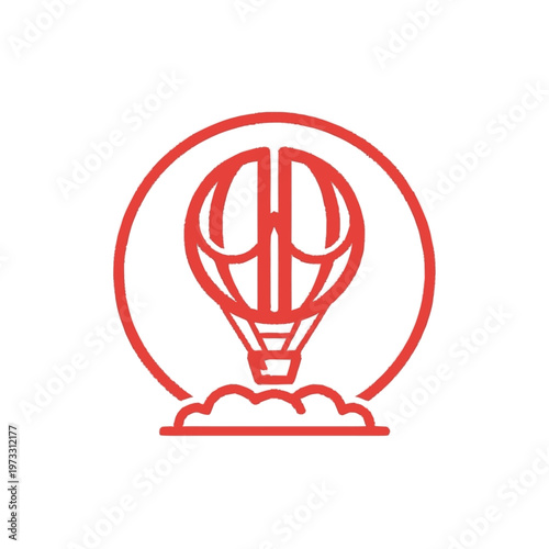 Red Hot Air Balloon Icon Design.