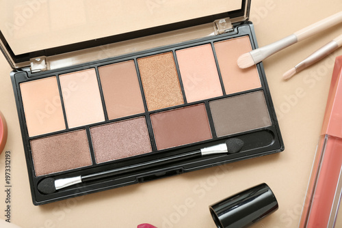 Palette of eyeshadows with ...