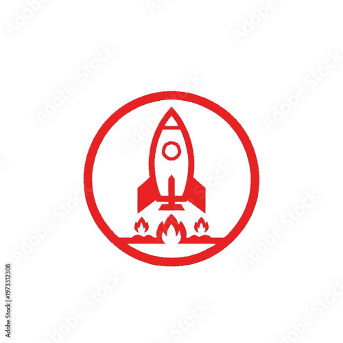 Rocket Ship Icon Launching High.