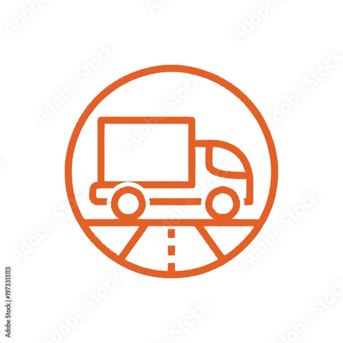 Truck Icon on Road Sign Symbol.