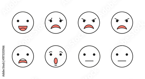 Tableau sur toile Funny cartoon emoji character set with expressive emotions