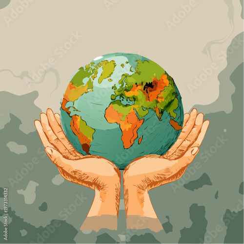 Hands cradling the Earth symbolizing global care and environmental protection.