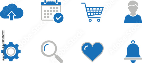 Ancient egyptian hieroglyphic symbols and characters illustrations on white background