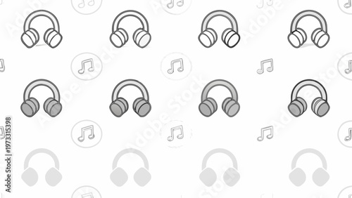 Vibrant 3d headphones with floating musical notes symbolizing audio sound and digital music creation perfect for technology and entertainment concepts