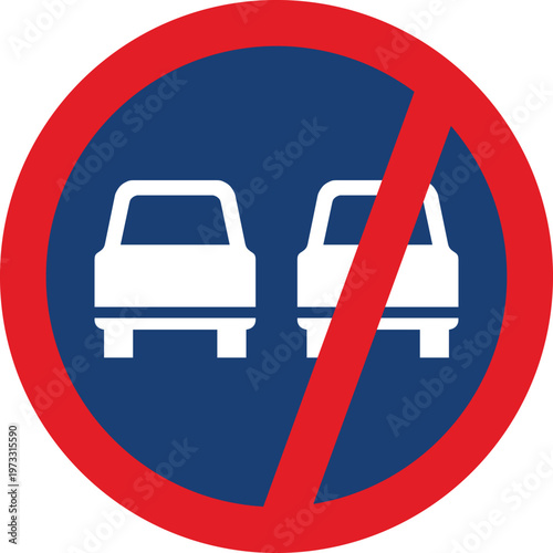 No Overtaking Restriction Road Sign Red Blue Circle Vector Southern Africa
