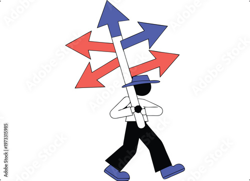 Person Carrying Direction Arrows