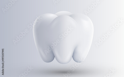 A perfect white healthy tooth, symbolizing dental care and hygiene, presented in a clean 3D illustration. Vector illustration