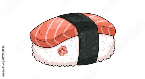 Salmon Nigiri Sushi Vector Illustration with Flat Design Style for Asian Restaurant Menu and Healthy Food Blog Graphics