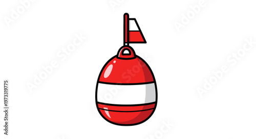Red and White Navigational Buoy Vector Illustration in a Simple Cartoon Style for Marine Safety and Nautical Navigation Graphics